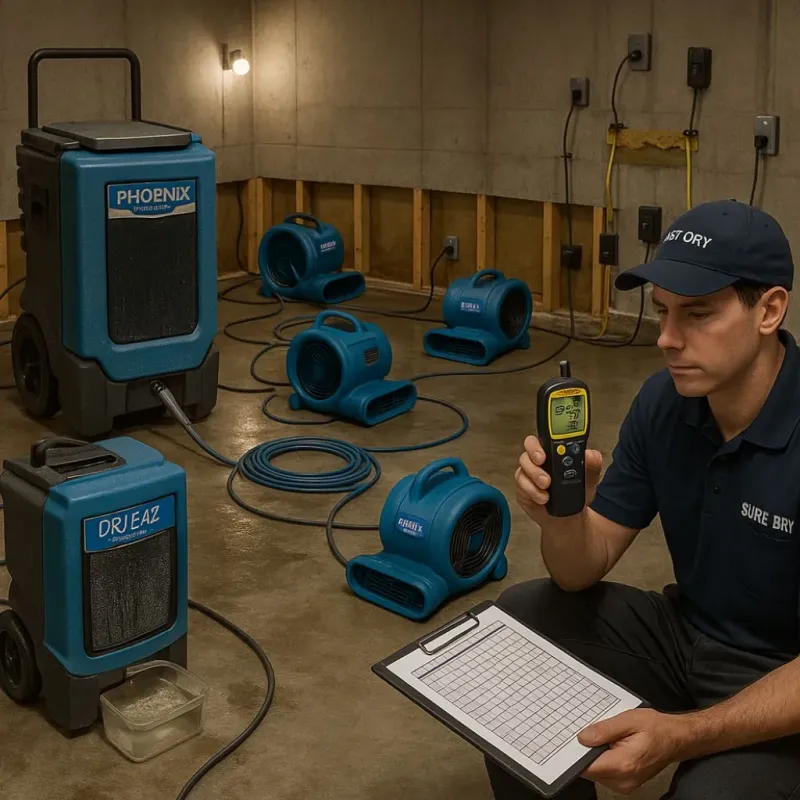Structural Drying and Dehumidification process in Earth, TX